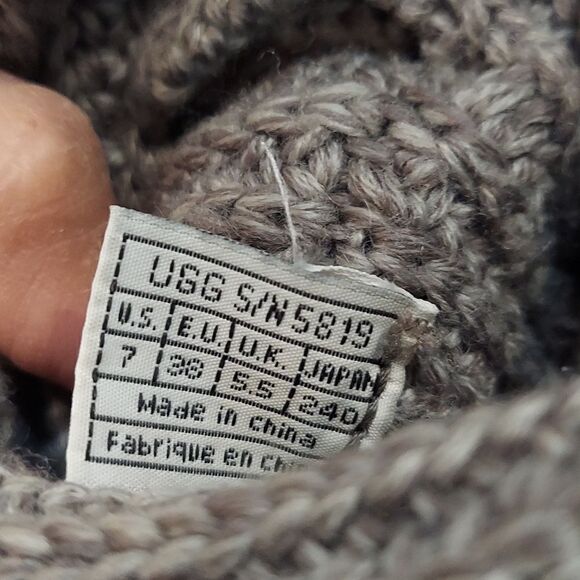 UGG Classic Cardy Gray Tall Knit Boots Sz 7 - Picture 8 of 9